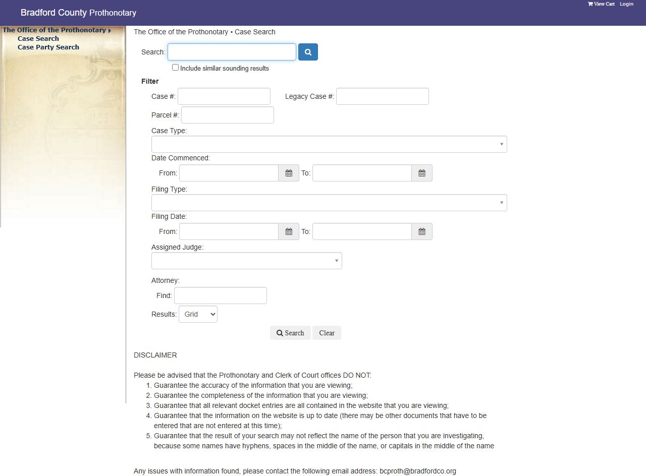 Bradford County records portal for inmate and custody records