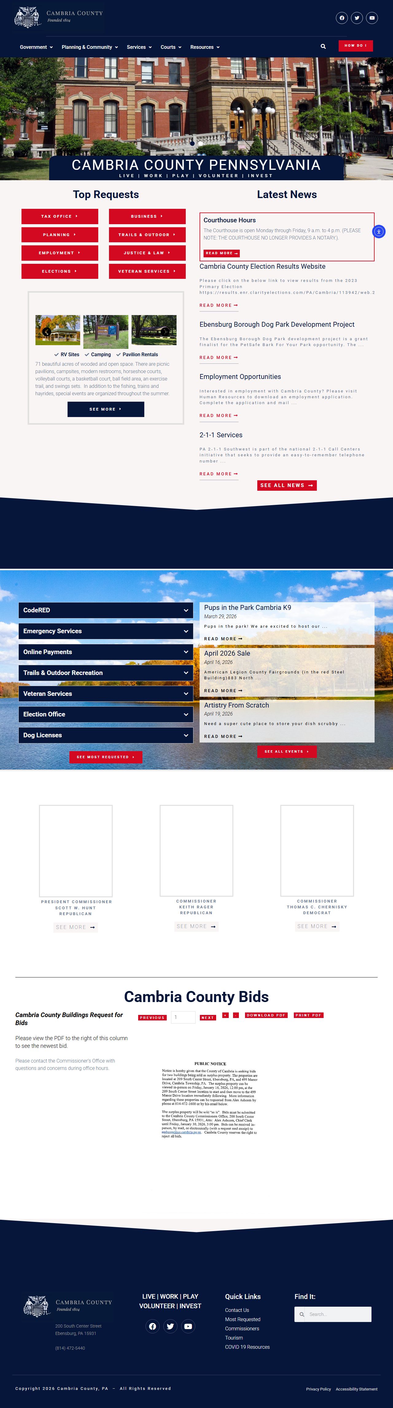 Cambria County government portal for released inmate records