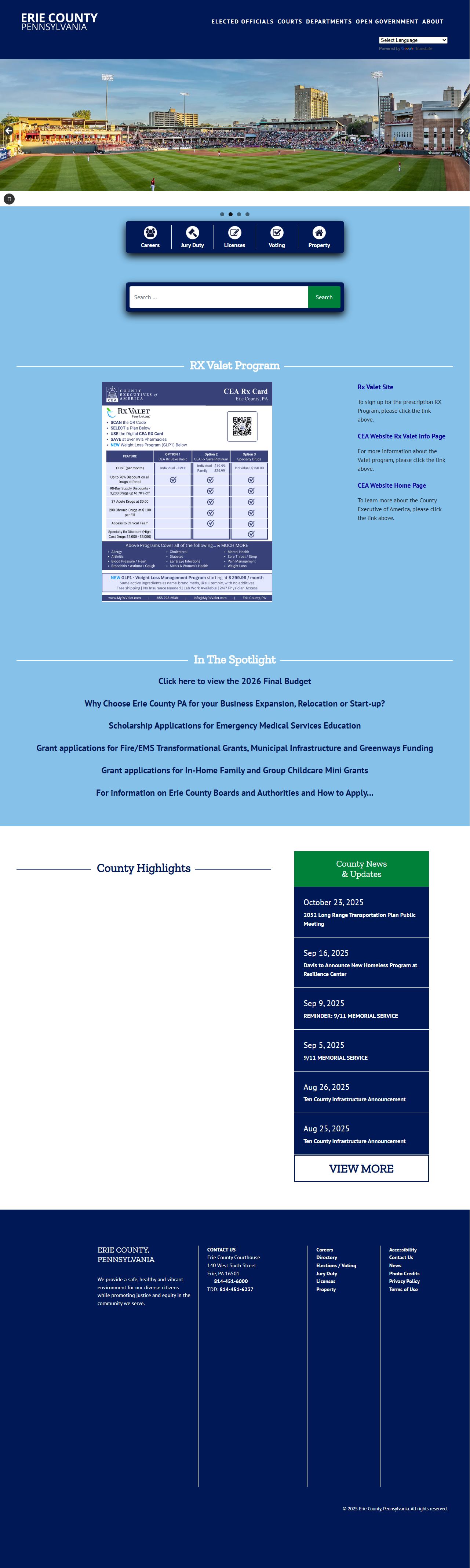Erie County government portal for released inmate records