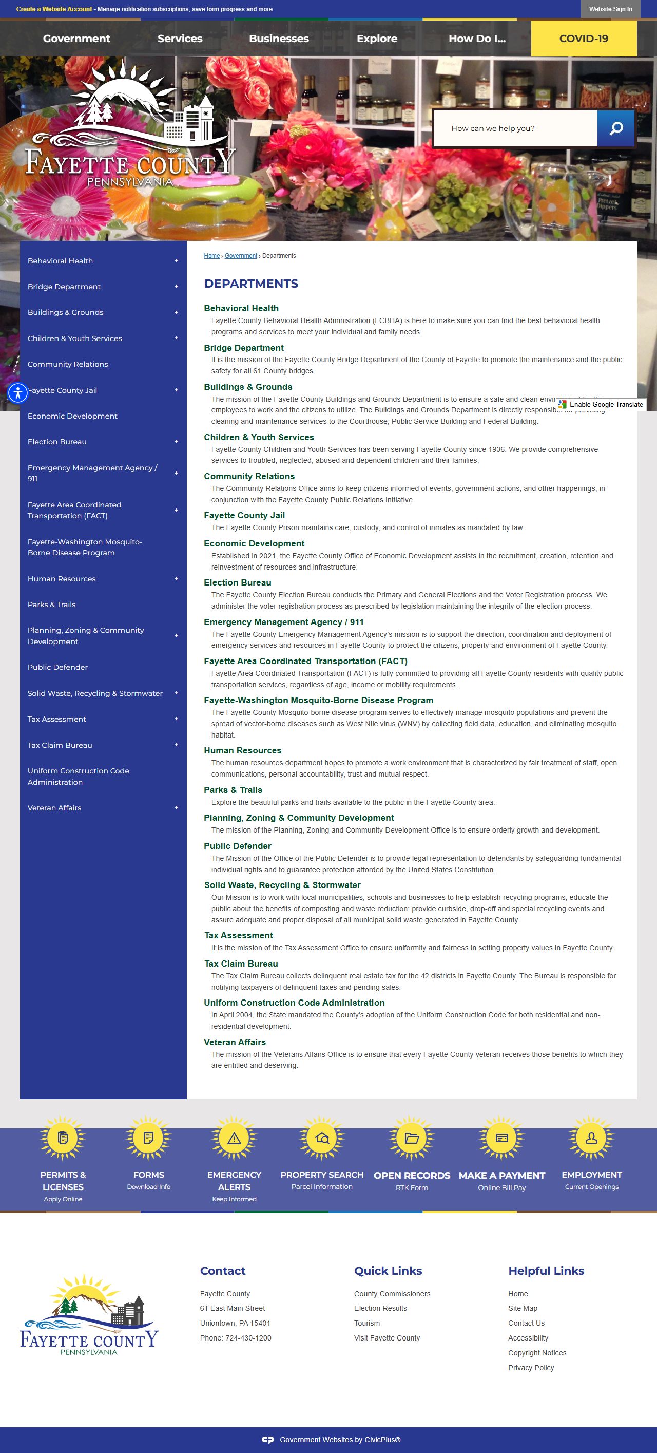 Fayette County departments directory for released inmate records