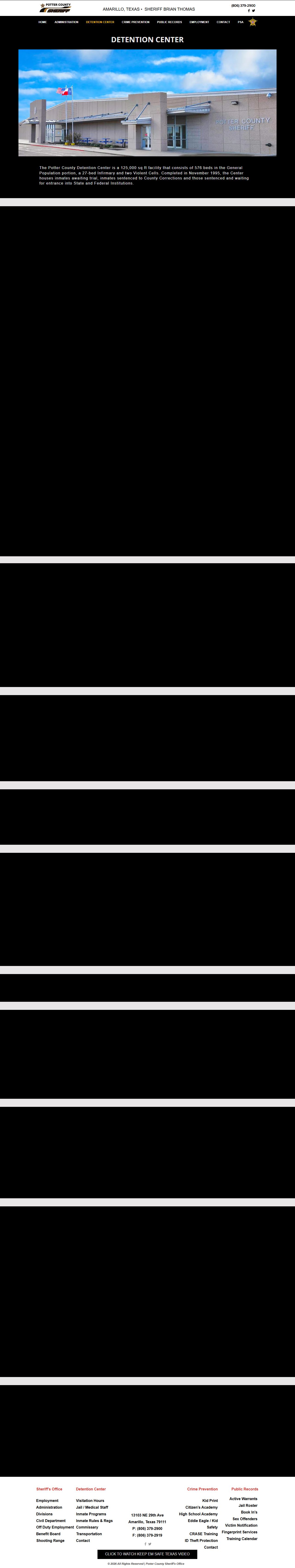Potter County Sheriff Detention Center page for released inmate records