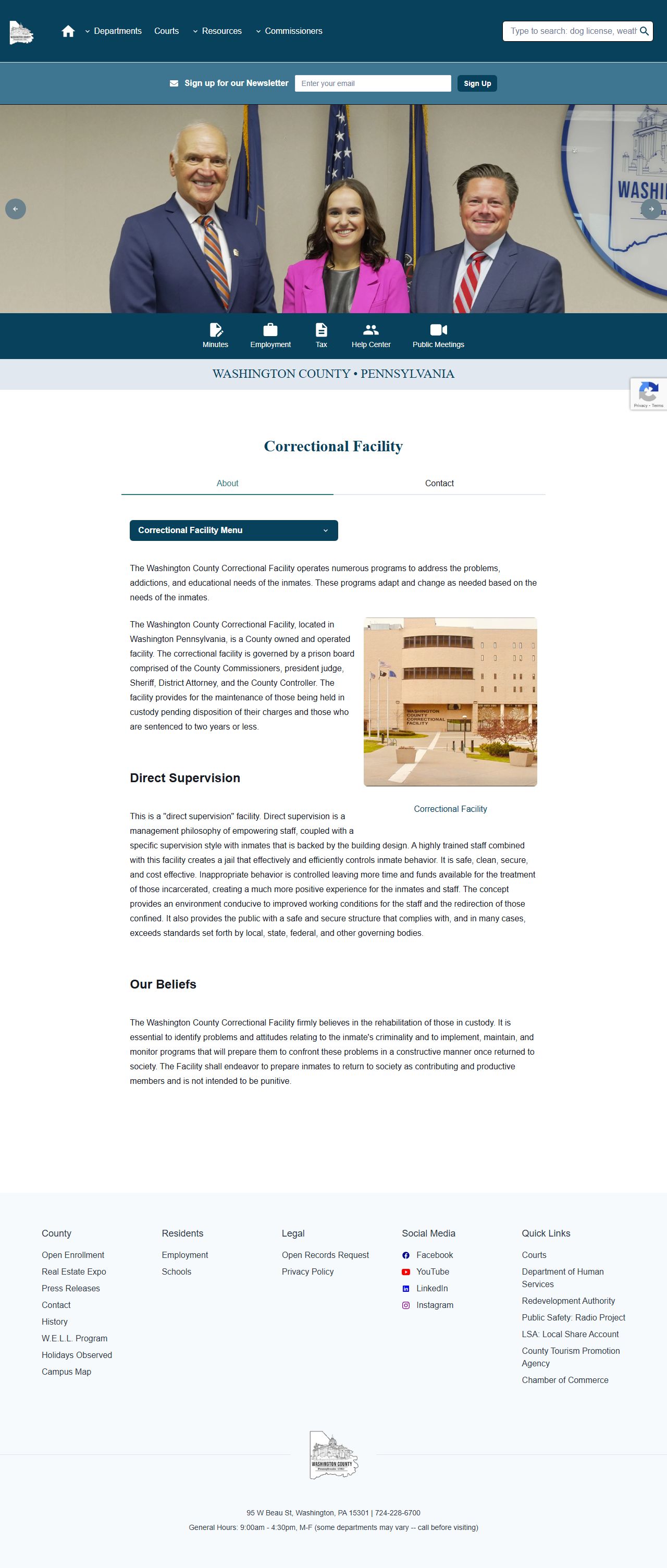 Washington County Correctional Facility page for released inmate records