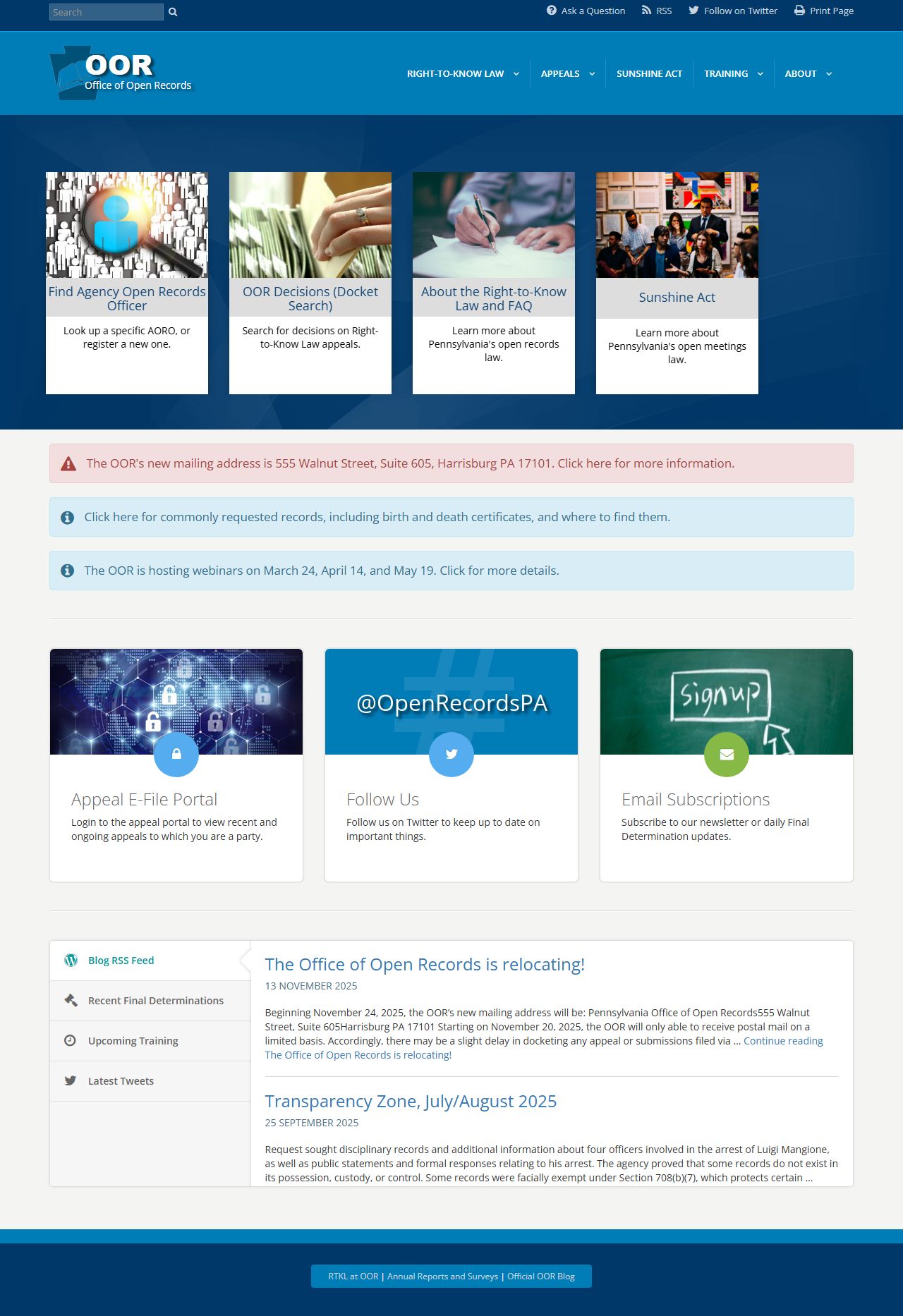 Pennsylvania standard Right-to-Know request form for accessing released inmate records